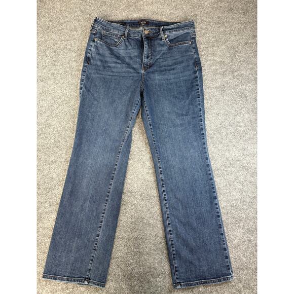 NYDJ Marilyn Straight Jeans Womens Size 12 Blue Denim Mid-Rise Medium Wash - Picture 1 of 7